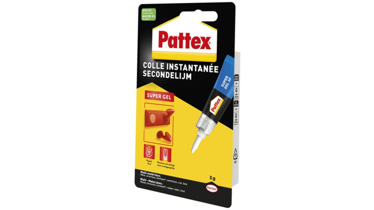 Secondelijm Pattex super gel tube 3gram op blister