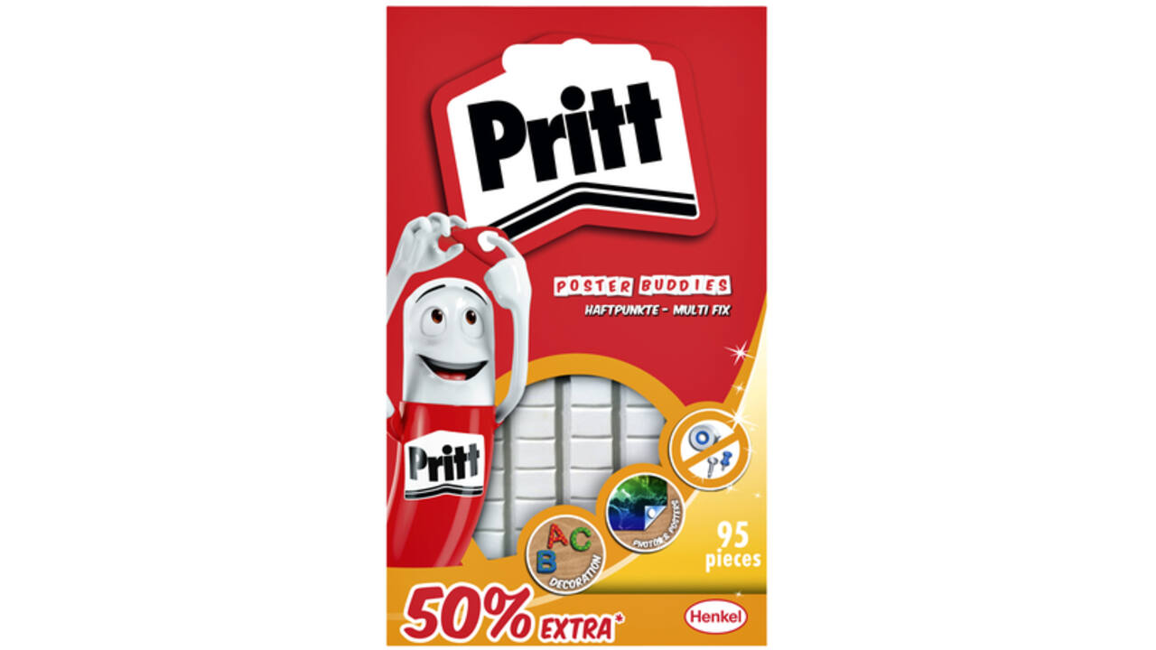 Buddies Pritt dubbelzijdige kleefpad poster blister à 95 stuks 50% gratis