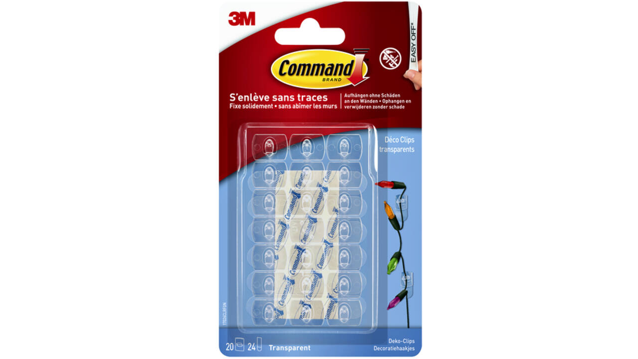 Sierklemmen Command 17026CLR inclusief bevestigingsstrip transparant