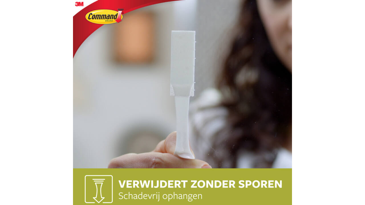 Bevestigingsstrip Command klik vast smal 5,4kg wit