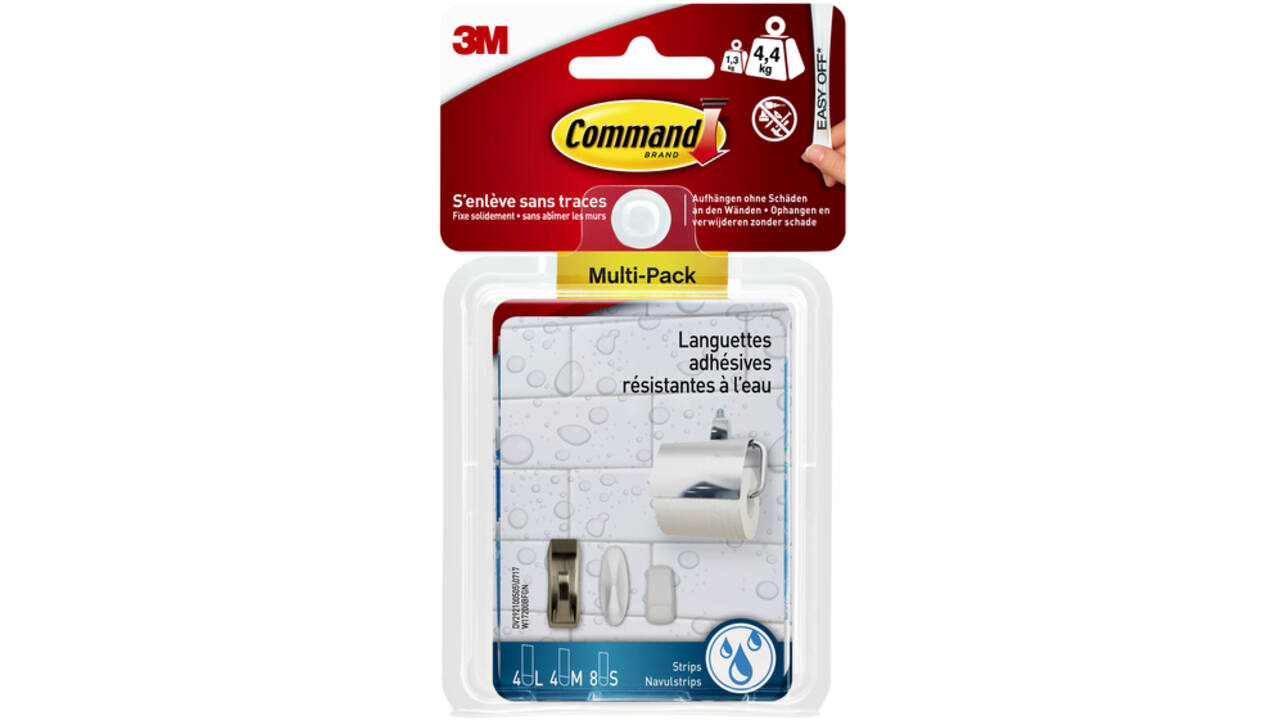 Bevestigingsstrip Command waterbestendig 16 stuks assorti