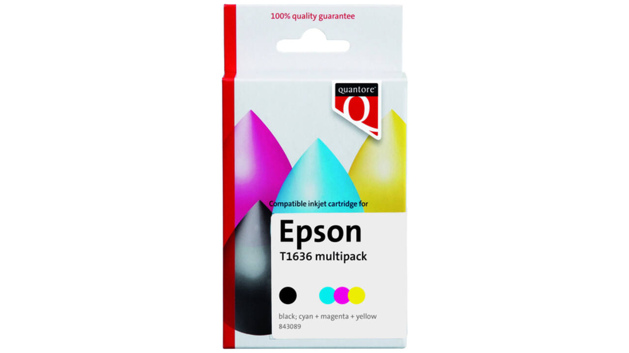 Inktcartridge Quantore alternatief tbv Epson 16XL T1636 zwart + 3 kleuren HC