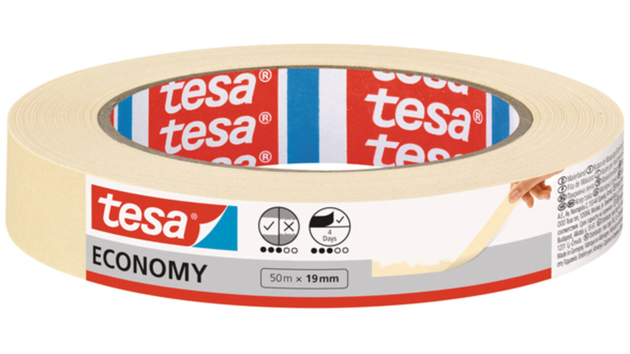 Afplaktape tesa® Economy 50mx19mm geel