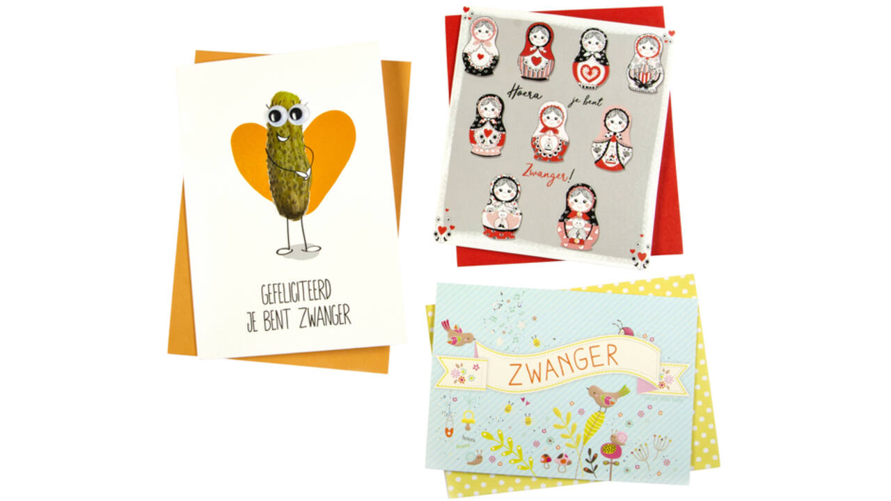 Wenskaart Paperclip navulset zwanger 6 kaarten