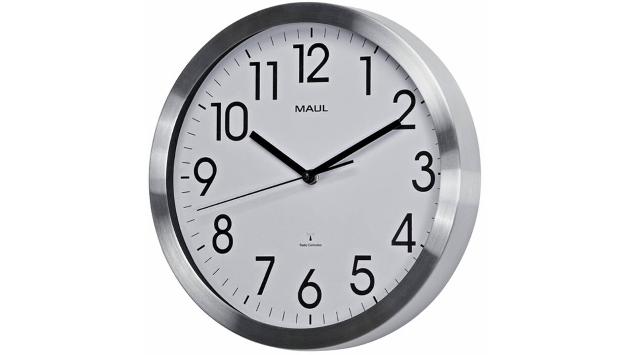 Wandklok MAUL Move RC Ø30.5x4.5cm aluminium frame /wit incl.batterij