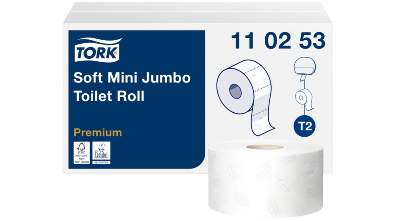 Toiletpapier Tork Mini Jumbo T2 premium 2-laags 170mtr wit 110253