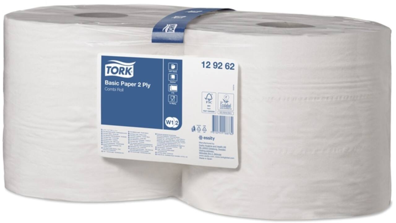 Poetspapier Tork Basic Combi rol W1/2 multifunctioneel 340m wit 129262