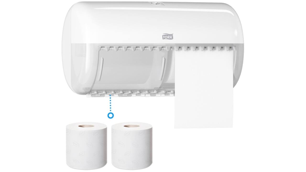 Toiletpapierdispenser Tork T4 Elevation duo wit 557000