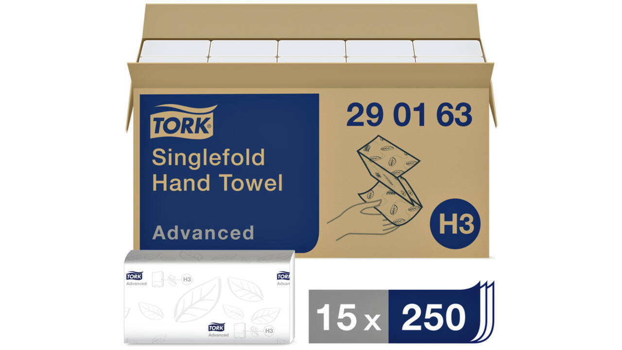 Handdoek Tork H3 Advanced Z-gevouwen 2-laags wit 290163