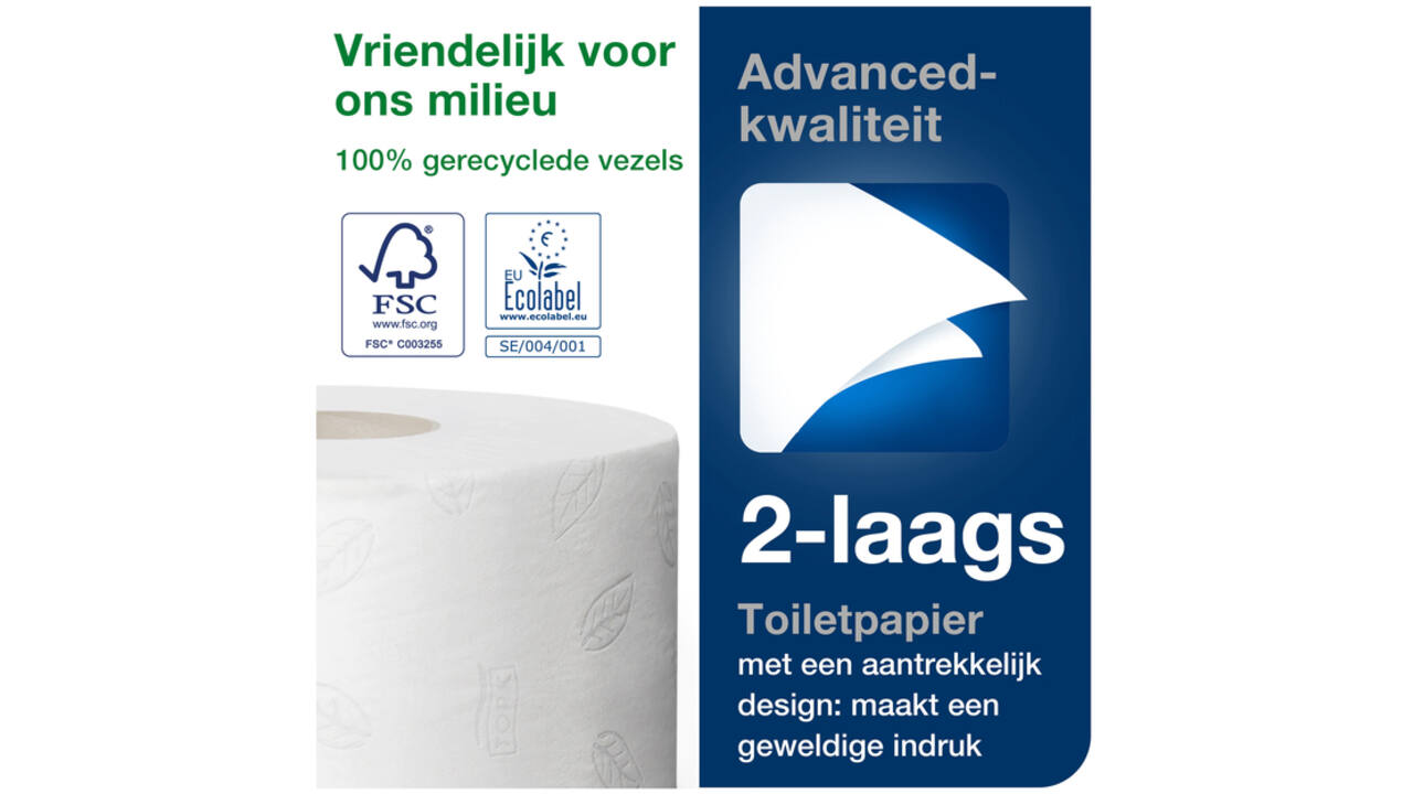 Toiletpapier Tork Mini Jumbo T2 advanced 2-laags 12 rollen wit 120280