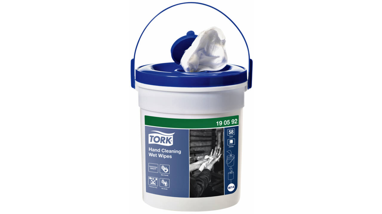 Handreinigingsdoek Tork W14 Premium emmer 1-laags 58 vel wit 190592