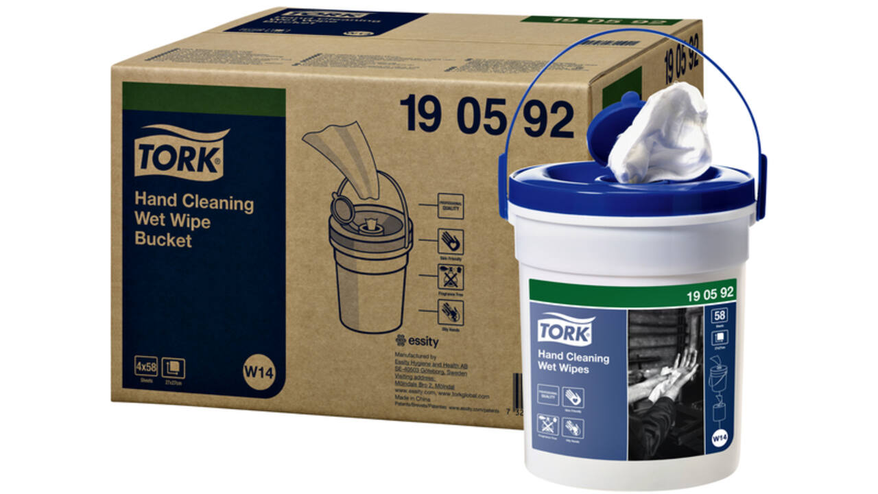 Handreinigingsdoek Tork W14 Premium emmer 1-laags 58 vel wit 190592