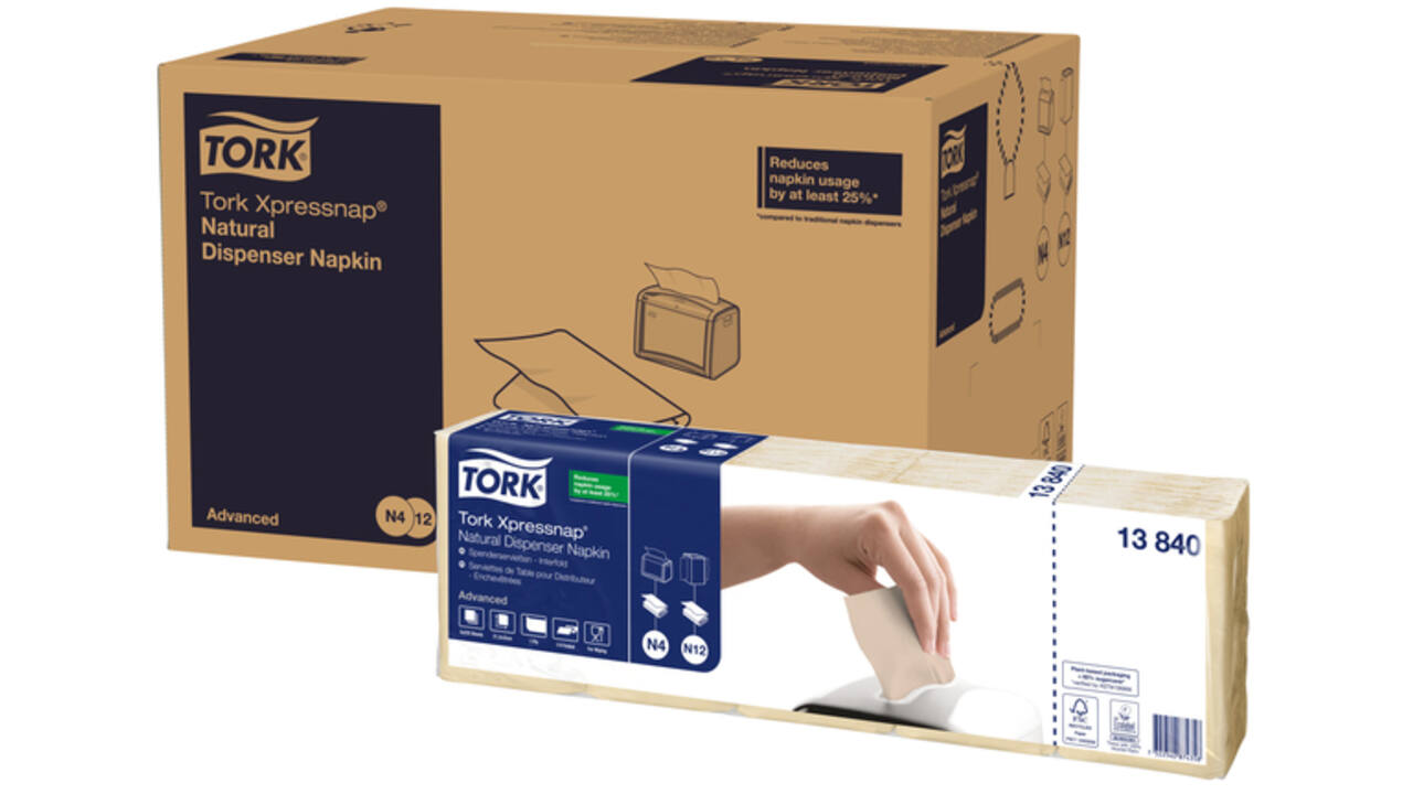 Servetten Tork Enviromental Print 1/8 gevouwen 2-laags 200st Natural 477351