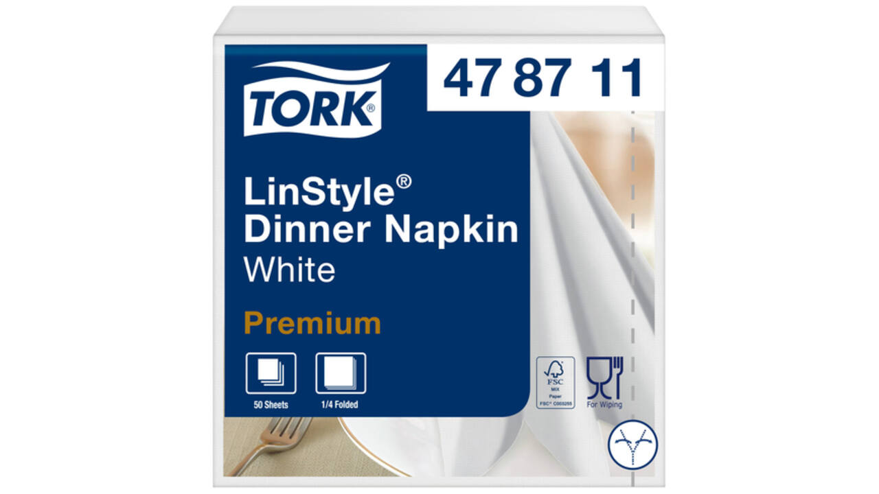 Dinnerservetten Tork Premium LinStyle® 1-laags 50st wit 478711