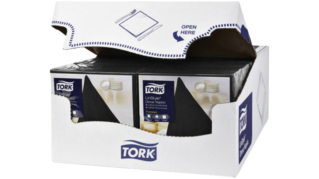 Dinerservet Tork Linstyle Premium 1/4 vouw 1-laags 390x390mm 50 vel zwart 478726