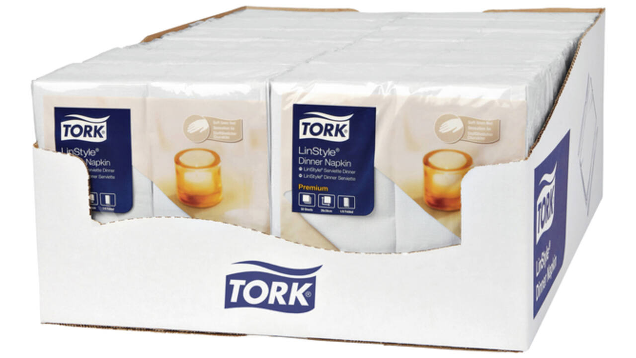 Dinnerservetten Tork Premium LinStyle® 1/8 gevouwen 1-laags 50 st wit 478145