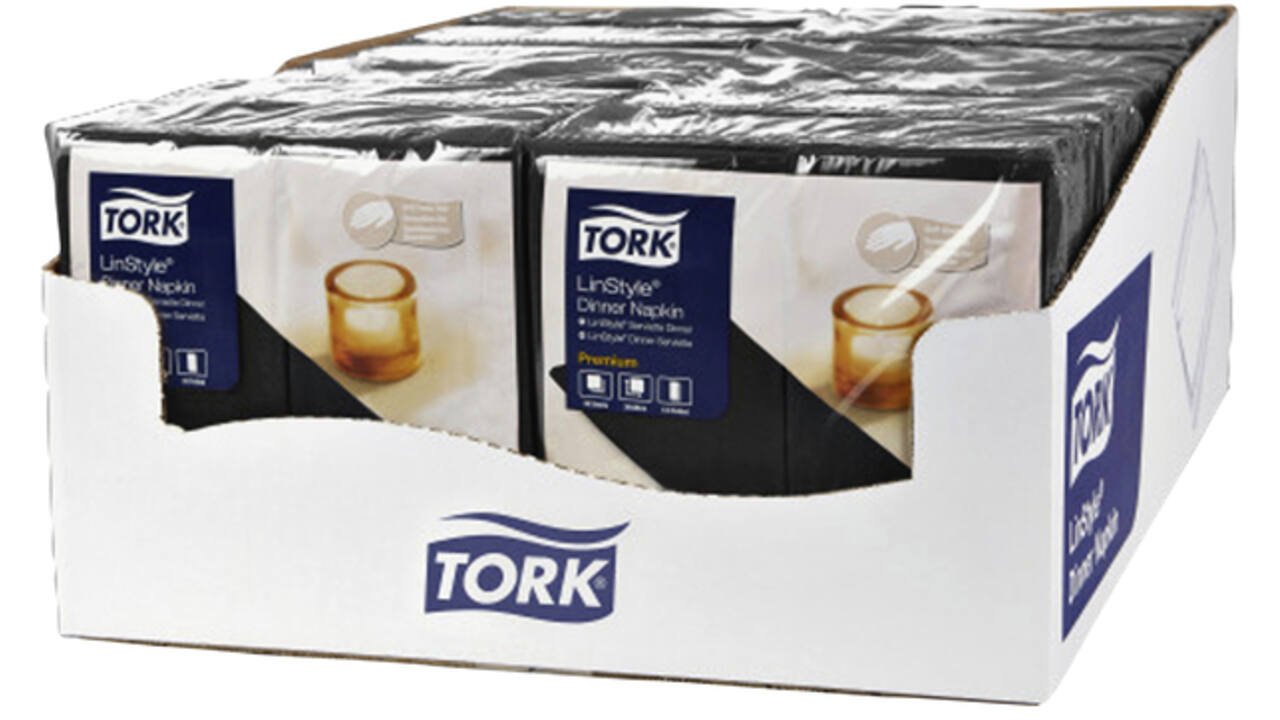 Dinerservet Tork Linstyle Premium 1/8 vouw 1-laags 390x390mm 50 vel zwart 478151
