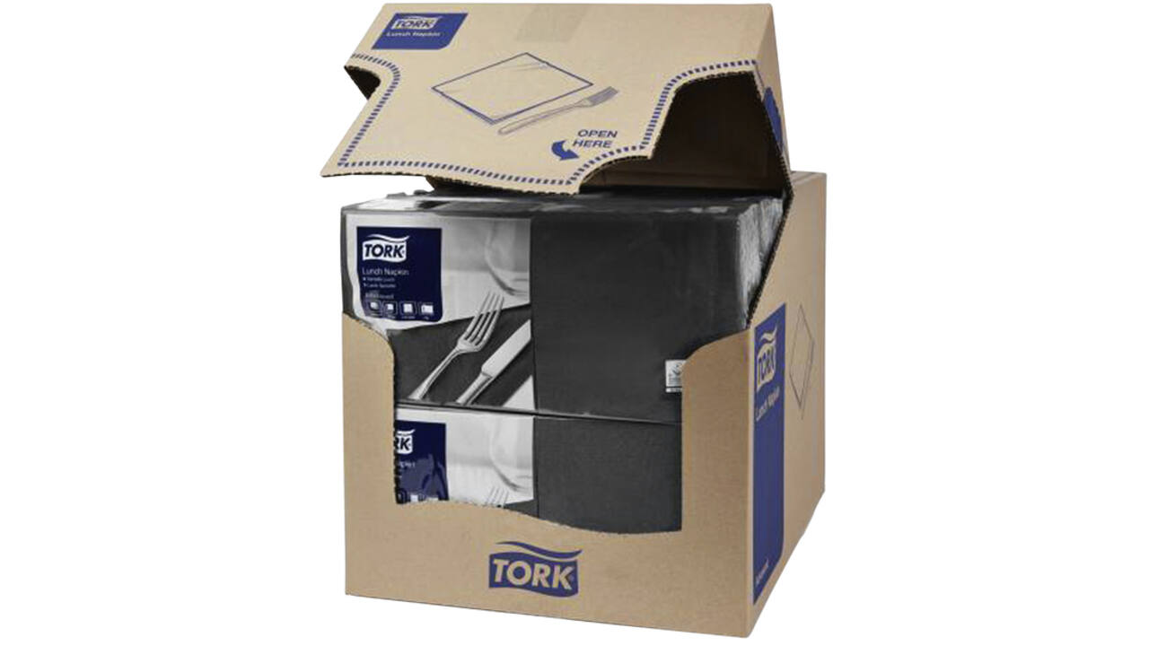 Servetten Tork 2-laags 1/4 gevouwen 200st zwart 477148