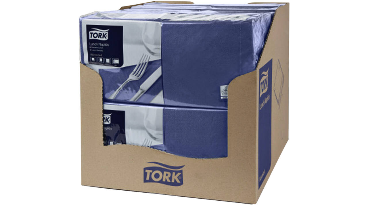 Lunchservet Tork Advanced 1/4 vouw 2-laags 328x325mm 200 vel donkerblauw 477215