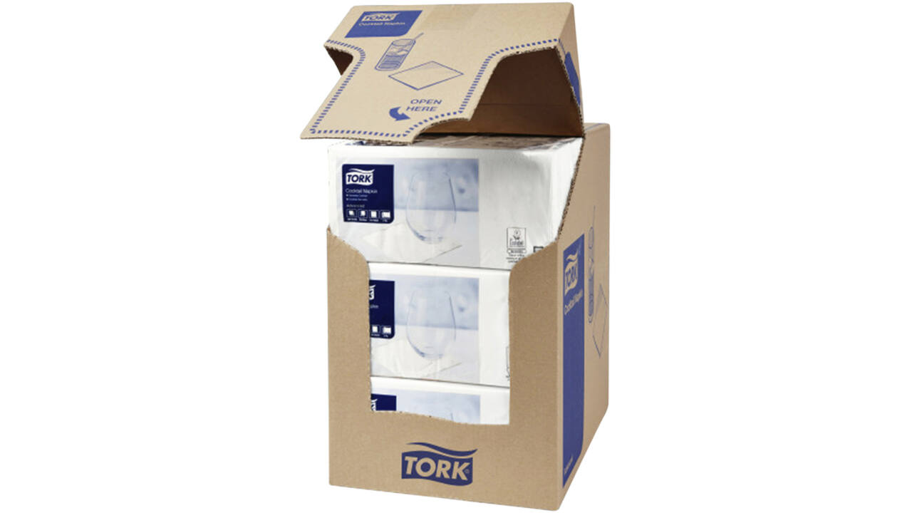 Cocktailservet Tork Advanced 1/4 vouw 2-laags 238x238mm 200 vel wit 477534