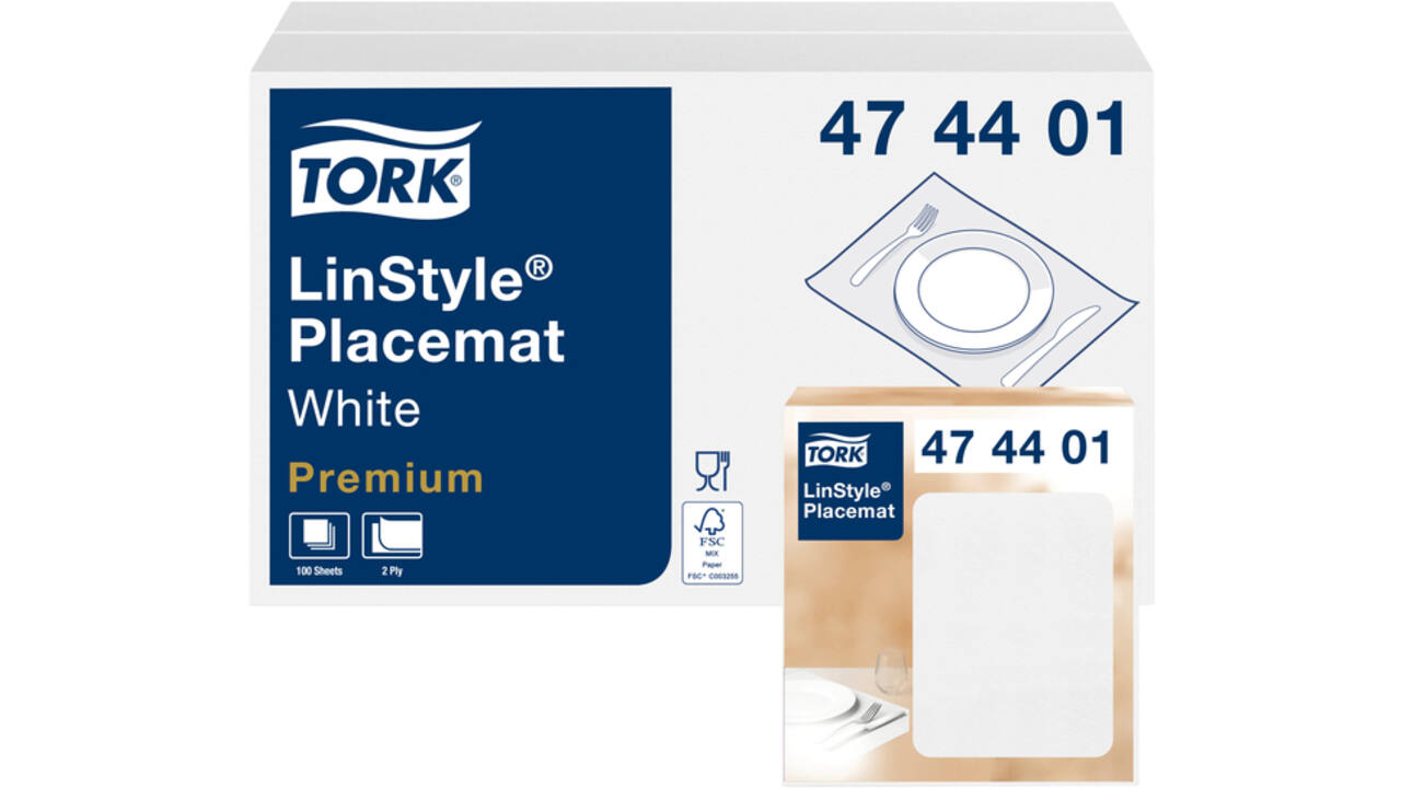 Placemat Tork Linstyle Premium 2-laags 390x300mm 100 vel wit 474401