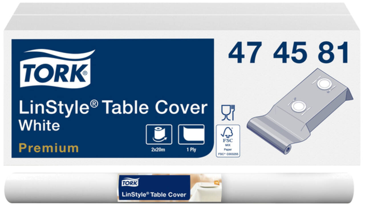 Tafellaken Tork Linstyle Premium 120cmx20m wit 474581