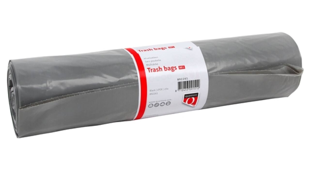 Afvalzak Quantore LDPE T50 60L grijs extra stevig 60x90cm 25 stuks