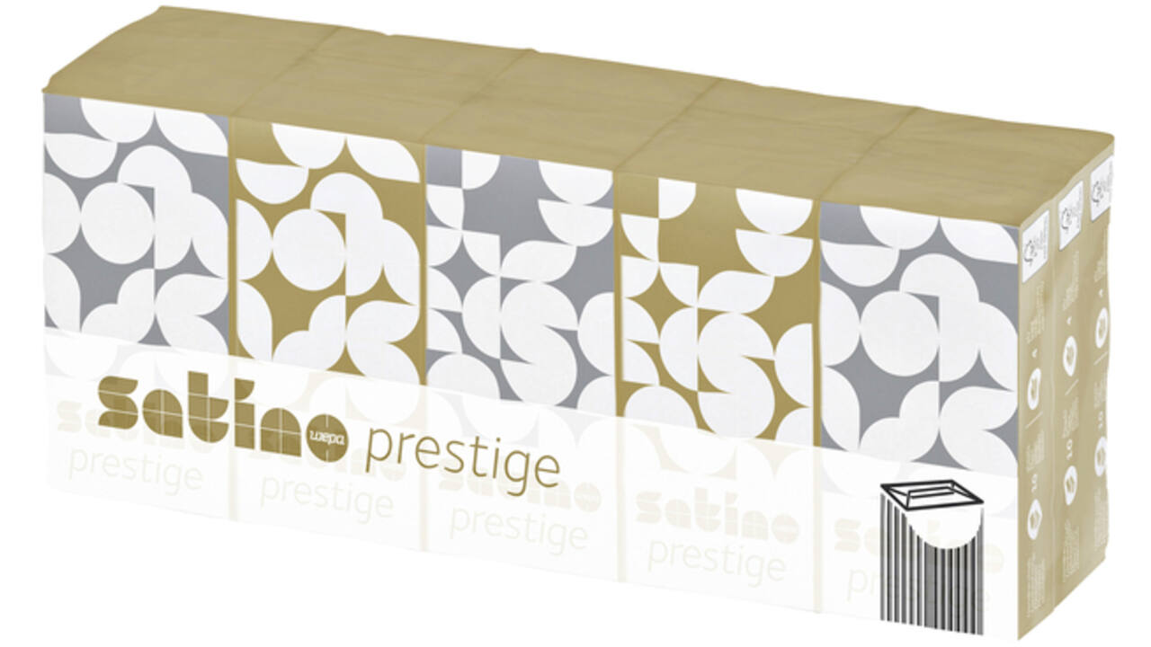 Zakdoek Satino Prestige 4-laags 15x10st wit 113940