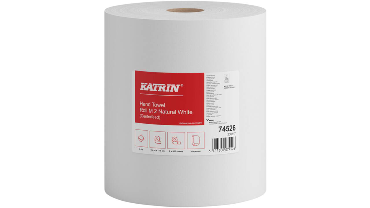 Handdoekrol Katrin centerfeed 2-laags wit medium 150mx178mm