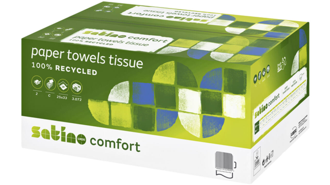 Handdoek Satino Comfort PT3 c-vouw 2-laags 25x32cm wit 277420
