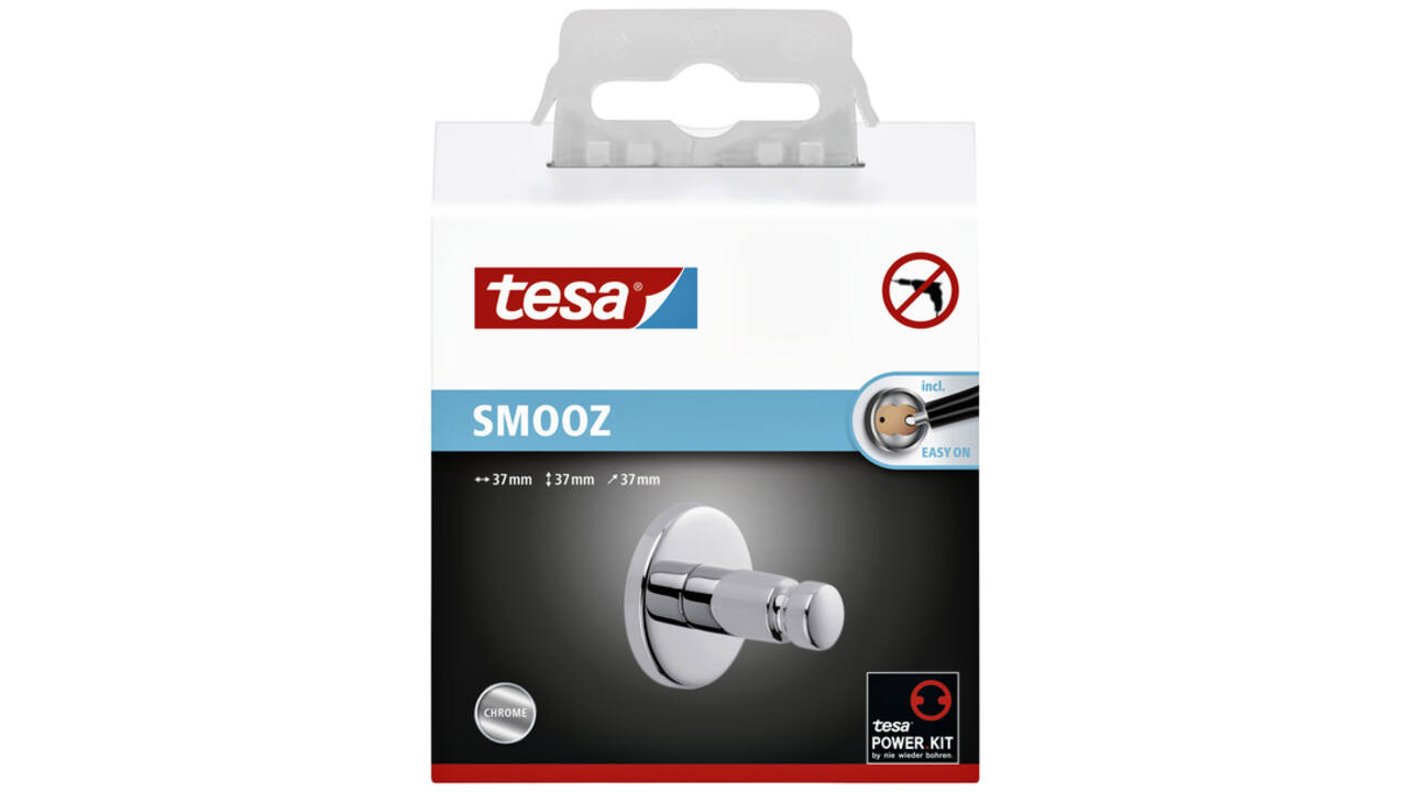 Handdoekhaak tesa® Smooz hoogglans verchroomd metaal zelfklevend