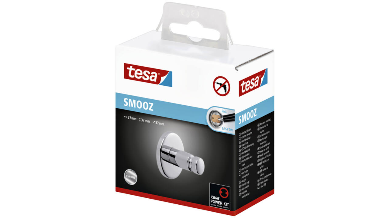 Handdoekhaak tesa® Smooz hoogglans verchroomd metaal zelfklevend