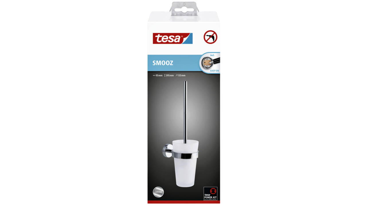 Toiletborstelset tesa® Smooz verchroomd metaal zelfklevend