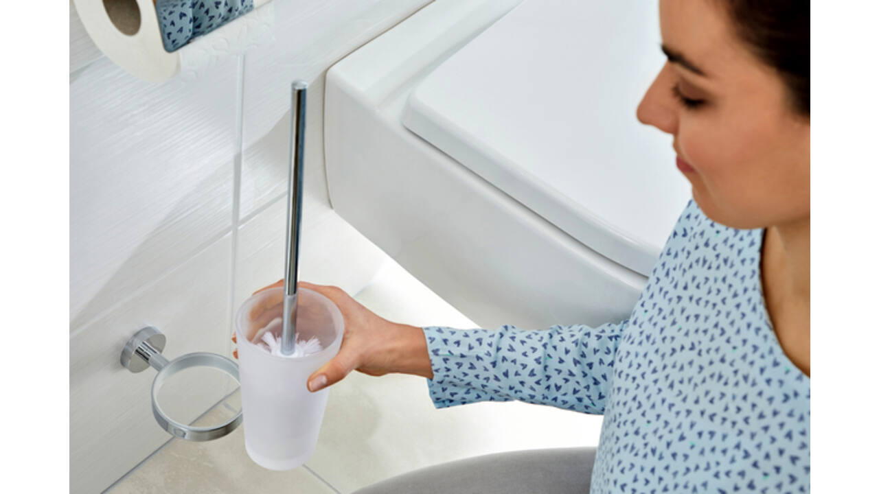 Toiletborstelset tesa® Smooz verchroomd metaal zelfklevend