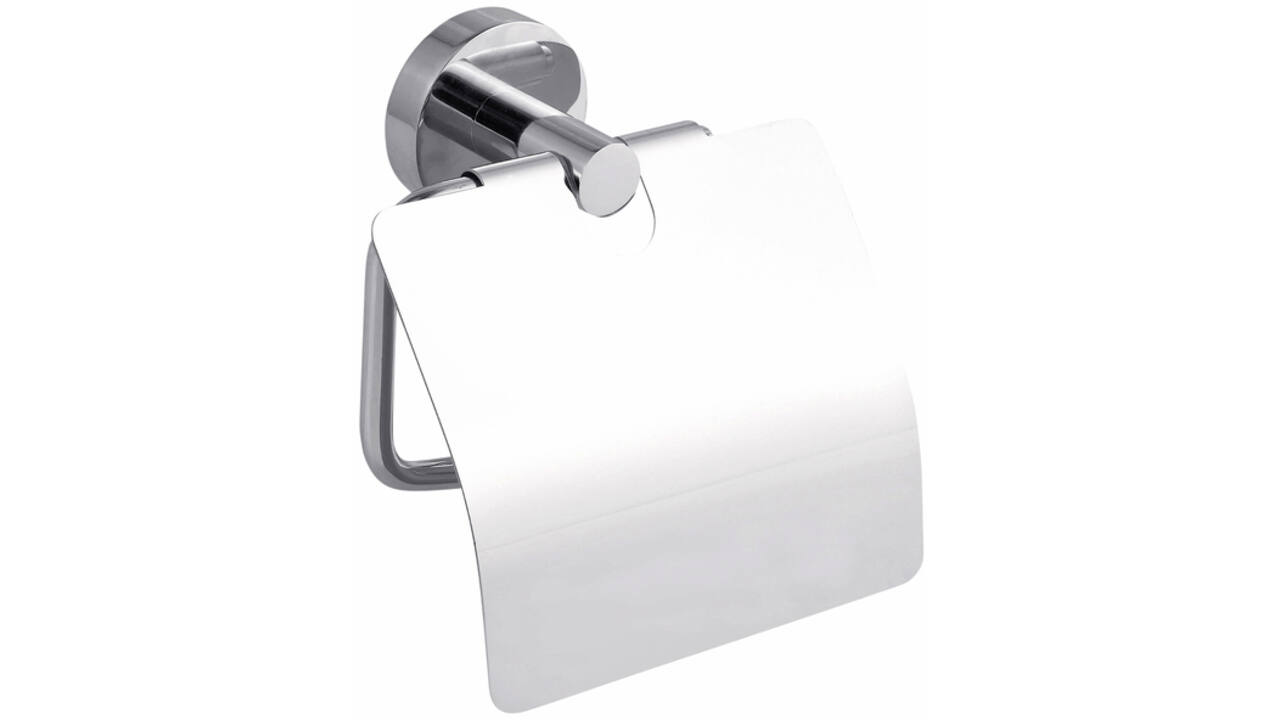 Toiletrolhouder met deksel tesa® Smooz hoogglans verchroomd metaal zelfklevend