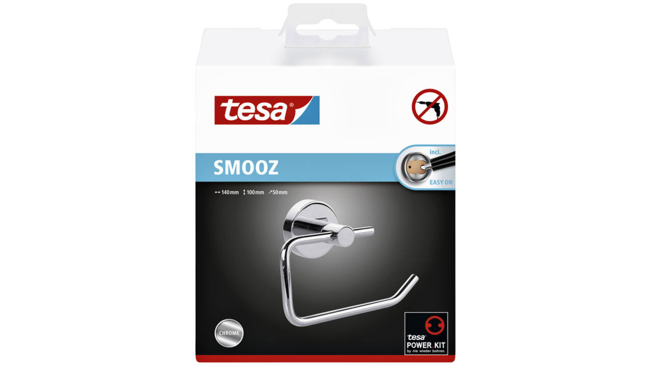Toiletrolhouder tesa® Smooz hoogglans verchroomd metaal zelfklevend