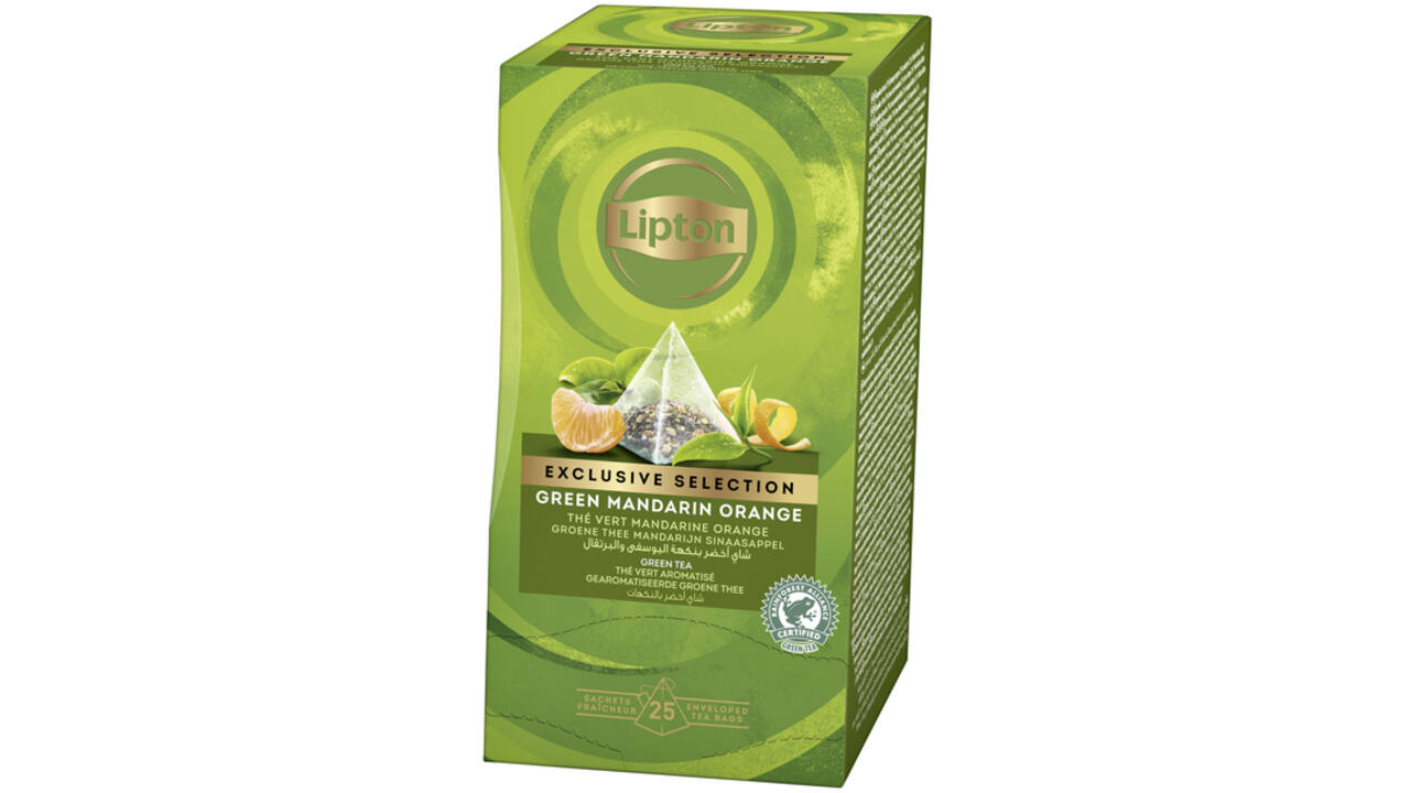 Thee Lipton Exclusive groene thee mandarijn sinaasappel 25 pramidezakjesx2gr