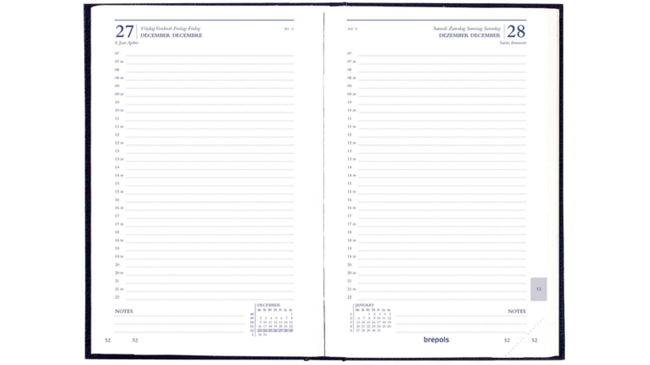 Agenda 2026 Brepols Saturnus Luxe 1dag/1pagina zwart