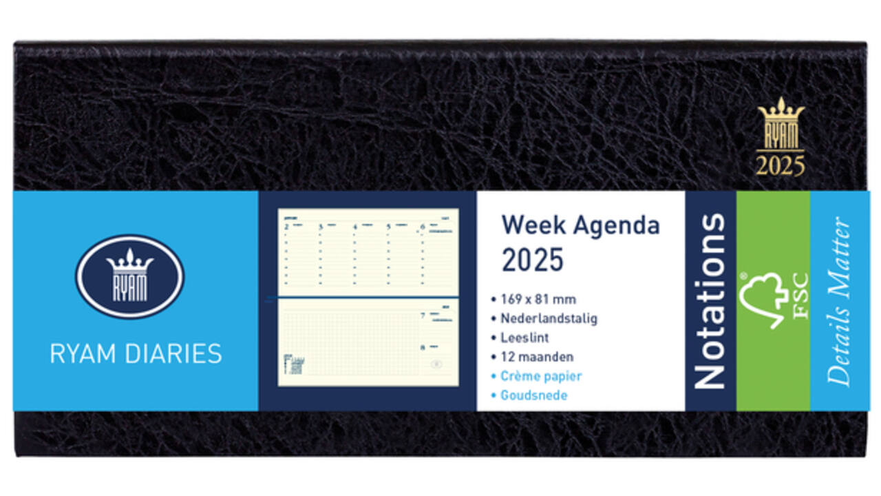 Agenda 2027 Ryam Notations Mundior 7dagen/2pagina's landscape zwart