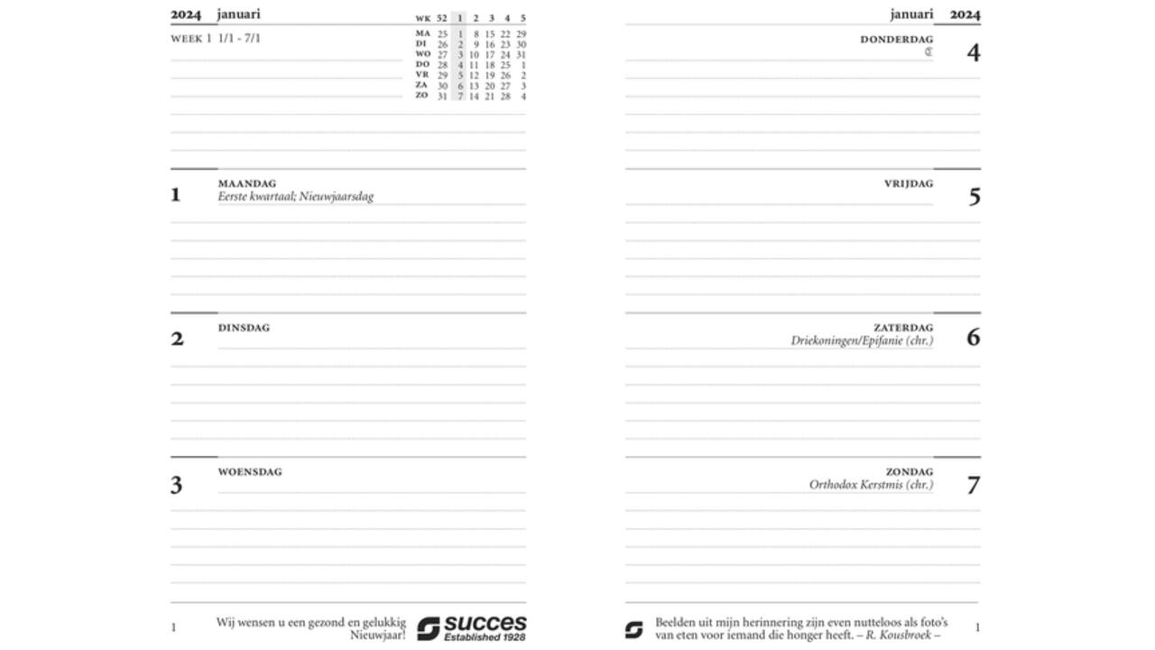 Agendavulling 2026 Succes Senior 7dagen/2pagina's