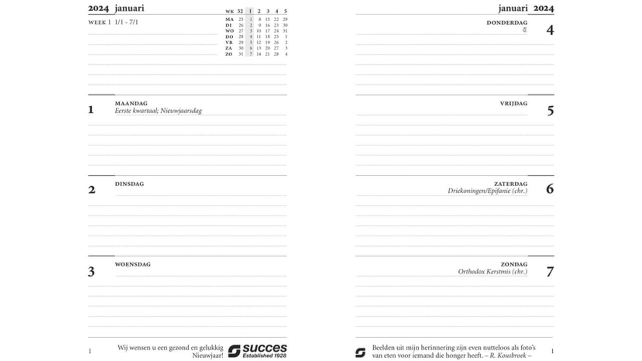 Agendavulling 2026 Succes Mini 7dagen/2pagina's