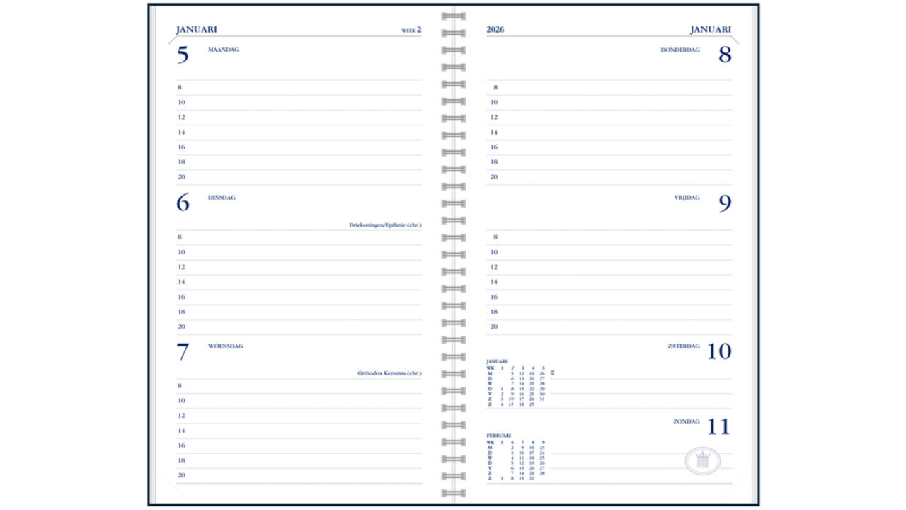 Agenda 2027 Ryam Memoplan 7 Suprema ringplasic 7dagen/2pagina's bordeaux