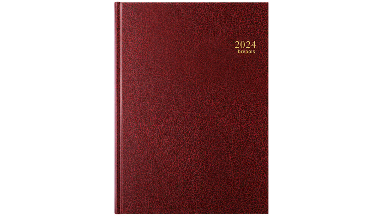 Agenda 2026 Brepols Bremax Santex A4 1dag/1pagina 4 kolommen bordeaux
