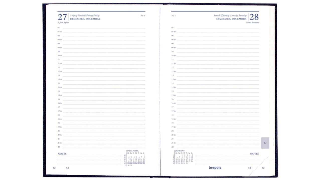 Agenda 2026 Brepols Saturnus Luxe 1dag/1pagina blauw