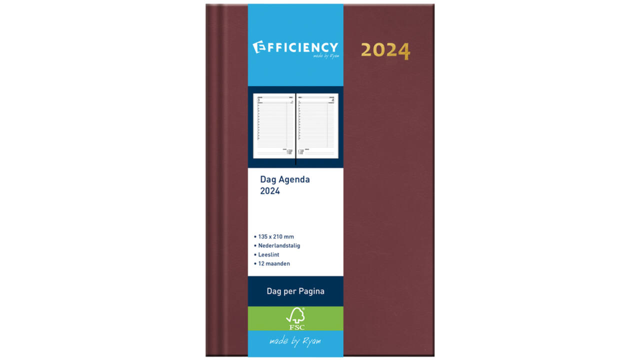 Agenda 2026 Ryam Efficiency Baladek 1dag/1pagina bordeaux