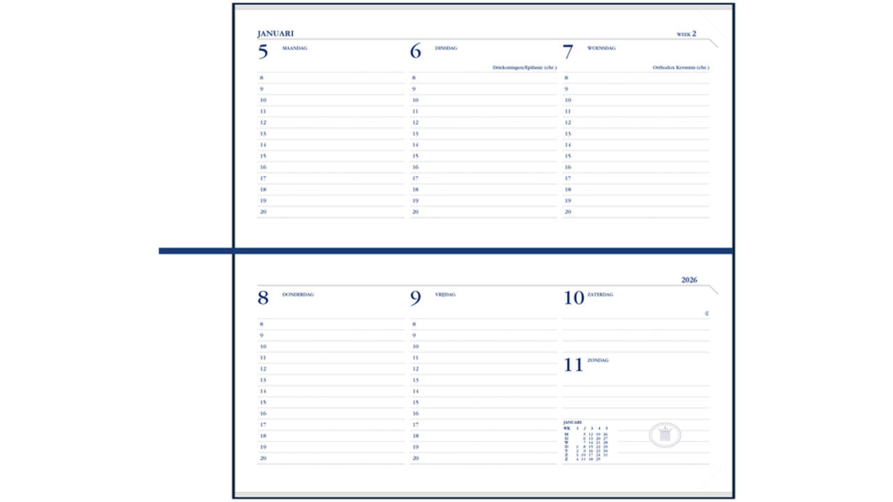 Agenda 2027 Ryam Memoplan 7 Mundior 7dagen/2pagina's landscape zwart