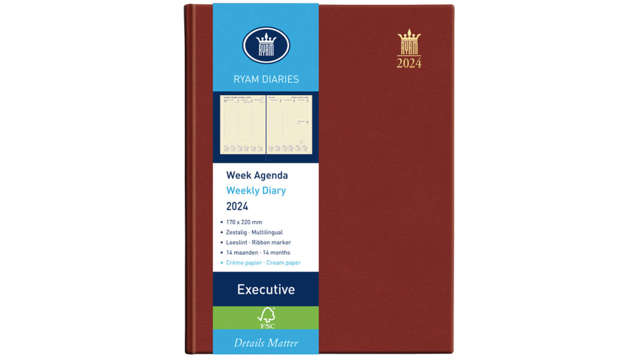 Agenda 2027 Ryam Executive Mundior 7dagen/2pagina's bordeaux