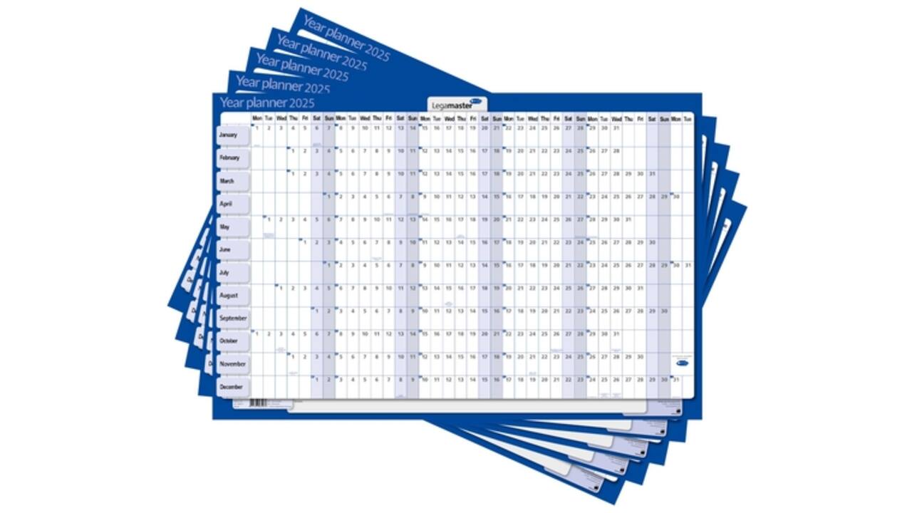 Jaarplanner 2027 Legamaster 90x60cm horizontaal gelamineerd Engelstalig