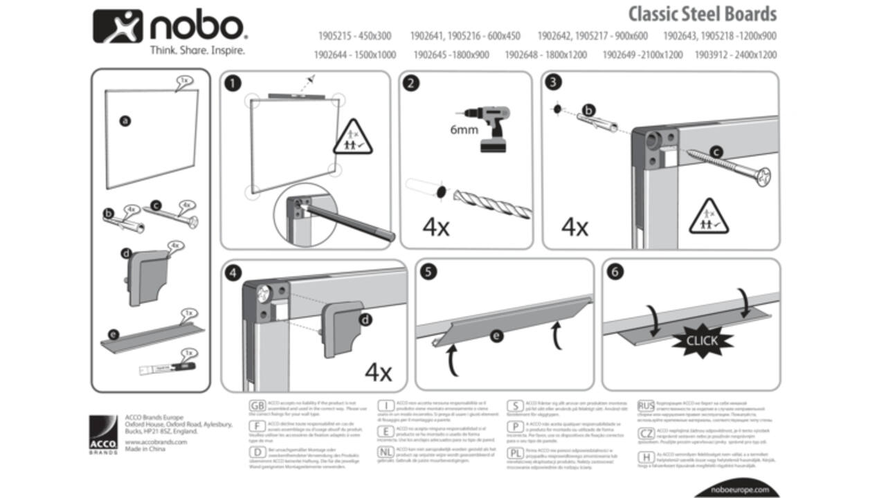 Whiteboard Nobo Classic 90x120cm staal
