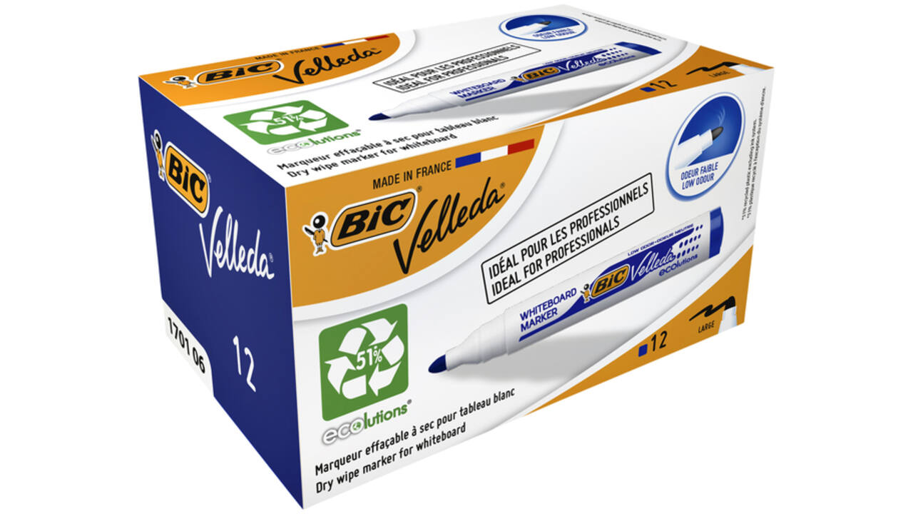 Viltstift Bic Velleda 1701 whiteboard rond large blauw